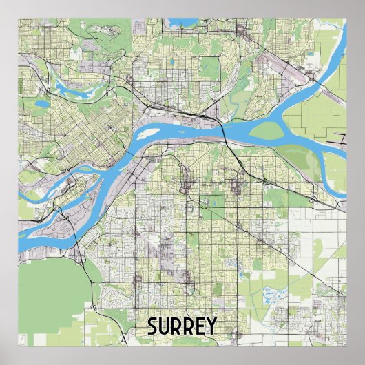 Surrey Canada kaart Poster (Voorkant)