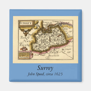 Surrey County Engeland Oude antiquarische atlas ka Magneet