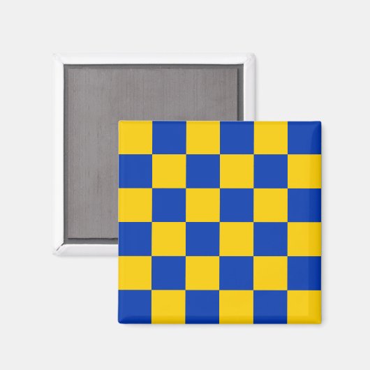 Surrey flag (blauw en geel ingecheckt patroon) magneet (Voorkant / Achterkant)