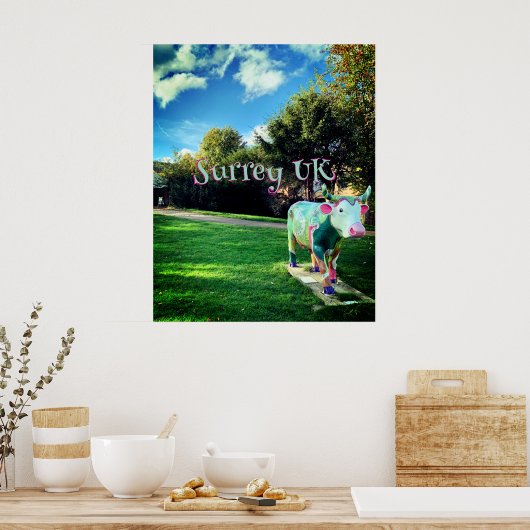 Surrey UK Koe Art Poster (Keuken)
