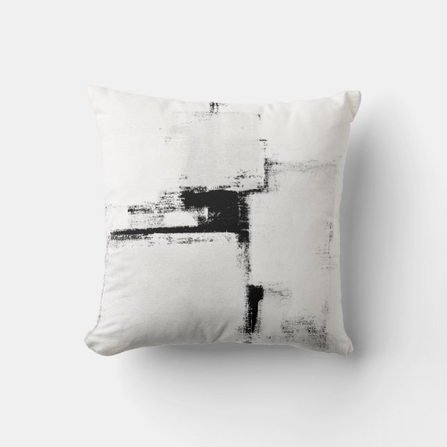'Surround' Black en White Abstract Art Pillow Kussen (Voorkant)