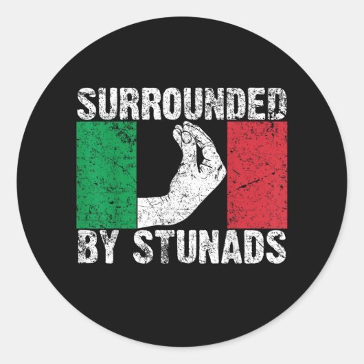 Surrounded by Stunads Ronde Sticker (Voorkant)