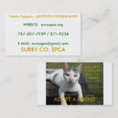 SURRY CO. SPCA, Valerie Delgado - ADOPTION COOR.. Visitekaartje (Voorkant / Achterkant)