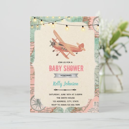 Survelvliegtuig - verjaardagsuitnodiging voor douc kaart (Staand voorkant)