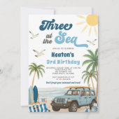 Surven 3e verjaardagsuitnodiging - Drie in het Zee Kaart (Voorkant)