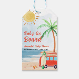 Surven Beach Baby aan boord van het Baby shower Cadeaulabel