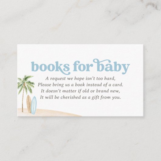 Surven Beach Baby shower Boeken voor Baby Informatiekaartje (Voorkant)