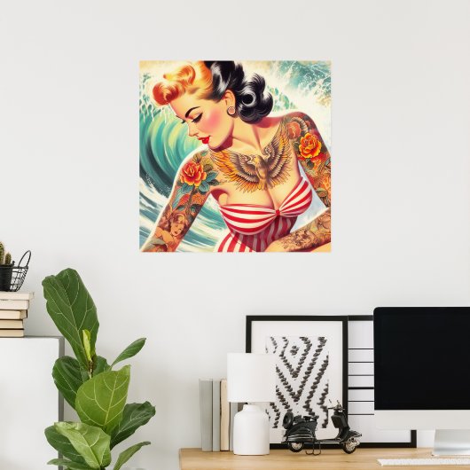 Surven Beach Pin-up Poster (Thuiskantoor)