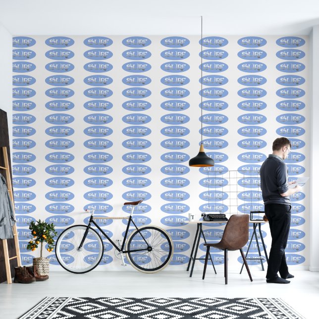 Surven blauw glad vinyl behang (Woonkamer)