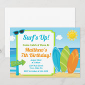 Surven Board Verjaardag Uitnodiging Surven Beach P (Voorkant / Achterkant)