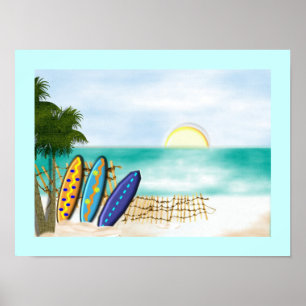 Surven borden Beach Sunny Zee Uitzicht Poster Prin