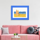 Surven borden op het strand met de platte canvas (Insitu (Woonkamer))