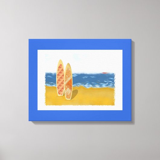 Surven borden op het strand met de platte canvas afdruk (Voorkant)