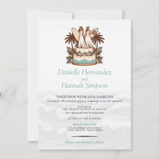 Surven bruiden bruiloft uitnodiging (Voorkant)