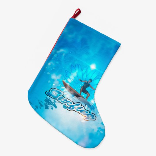 Surven buitenkant blauwe achtergrond grote kerstsok (Voorkant (Hangend))