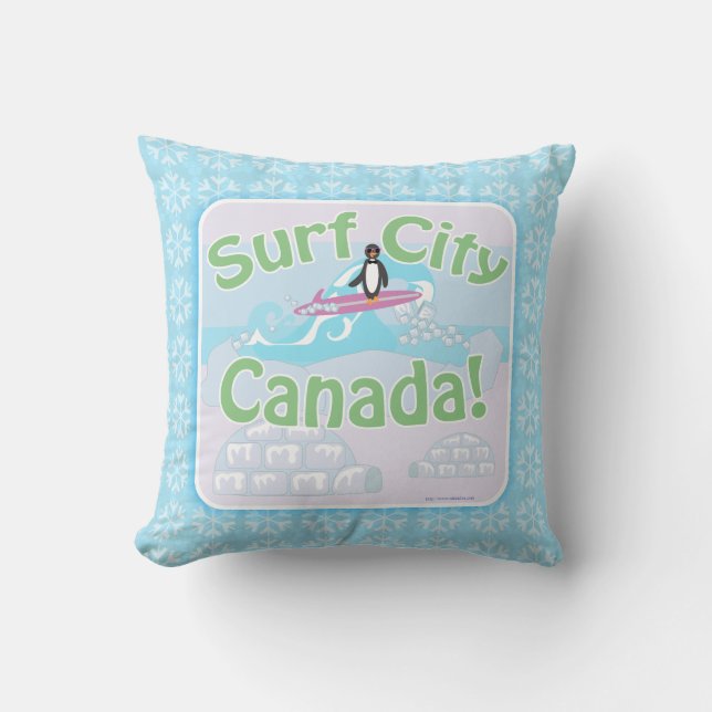 Surven City Canada Fun Penguin Cartoon Kussen (Voorkant)
