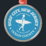 Surven City (surfer) Metalen Ornament<br><div class="desc">Surven City,  New Jersey.</div>