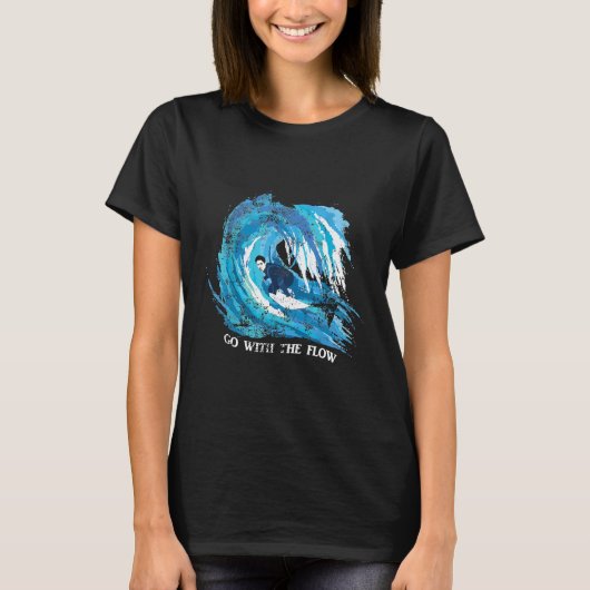 Surven gaan samen met de flow verontruste de surfe t-shirt (Voorkant)