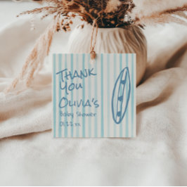 Surven handgetekende blauwe Baby aan boord van Bab Bedankjes Labels