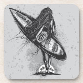 Surven Hawaii Surfer Summer |  surfer meisjes Bier Onderzetter (Voorkant)