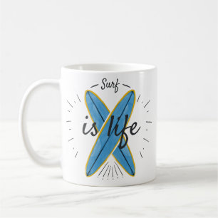 Surven is Life Crossed Surfboards Ocean Waves Beac Koffiemok
