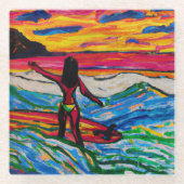 Surven kunst Tropisch glas onderzetters (Voorkant)