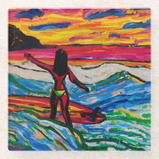 Surven kunst Tropisch glas onderzetters (Voorkant)