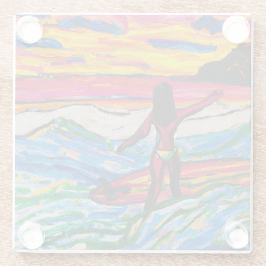 Surven kunst Tropisch glas onderzetters (Achterkant)