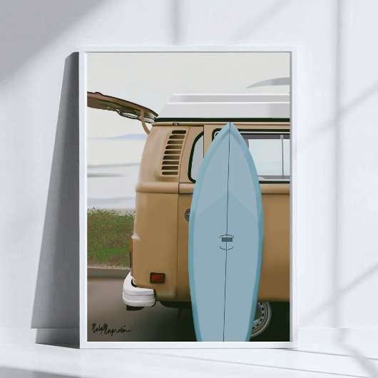 Surven omhoog | Surfplank Volkswagen Beach Paintin Perfect Poster