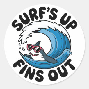 Surven omhoog, vinnen uit - Cool Surfing Design Ronde Sticker