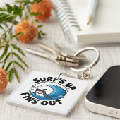 Surven omhoog, vinnen uit - Cool Surfing Design Sleutelhanger (Voorkant Rechts)