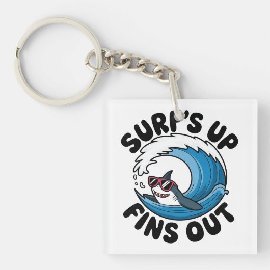 Surven omhoog, vinnen uit - Cool Surfing Design Sleutelhanger (voorkant)