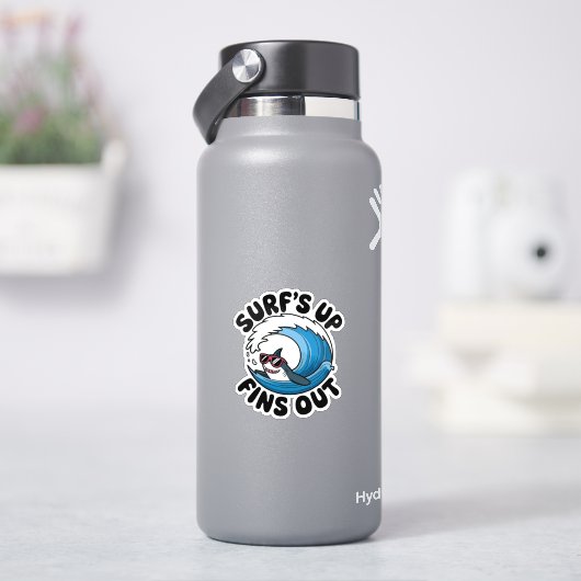 Surven omhoog, vinnen uit - Cool Surfing Design Sticker (HydroFlask)