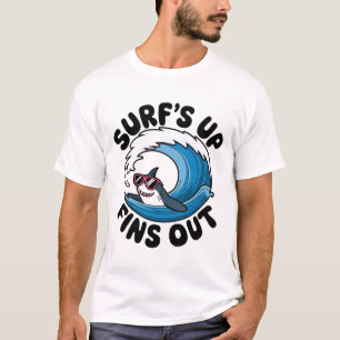 Surven omhoog, vinnen uit - Cool Surfing Design T-shirt