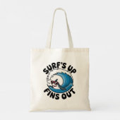 Surven omhoog, vinnen uit - Cool Surfing Design Tote Bag (Achterkant)