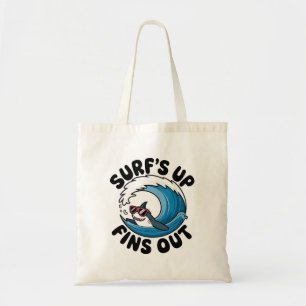 Surven omhoog, vinnen uit - Cool Surfing Design Tote Bag