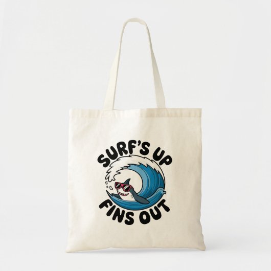 Surven omhoog, vinnen uit - Cool Surfing Design Tote Bag (Voorkant)