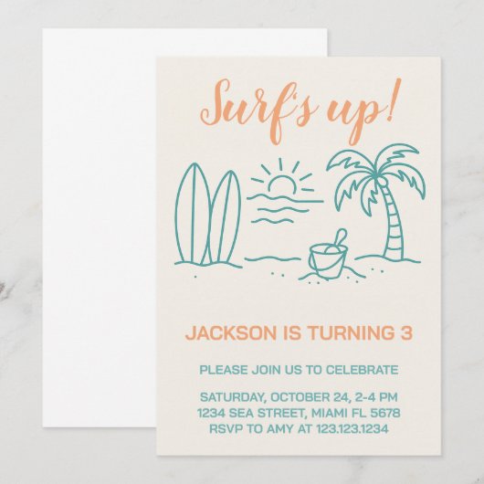 Surven op verjaardagsuitnodiging kaart (Voorkant / Achterkant)