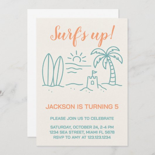 Surven op verjaardagsuitnodiging kaart (Voorkant / Achterkant)