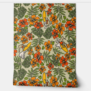 Surven Pareau Hawaiian Hibiscus Surfen Warm Multi Behang