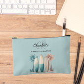 Surven planken palmbomen retro blauwgroen aqua etui