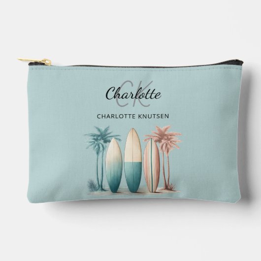 Surven planken palmbomen retro blauwgroen aqua etui (Voorkant)