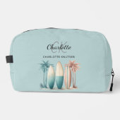 Surven planken palmbomen retro blauwgroen aqua toilettasje (Voorkant)