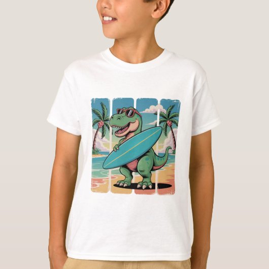 Surven Rex – Dino op de golven T-shirt (Voorkant)