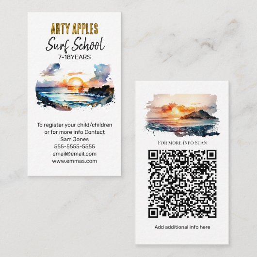 Surven School Beach - watersportinstructeurs Visitekaartje (Voorkant / Achterkant)