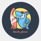 Surven Shark Beach graag Ronde Sticker (Voorkant)