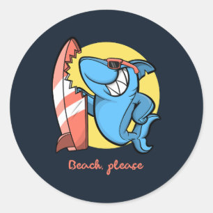 Surven Shark Beach graag Ronde Sticker