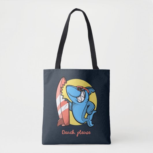 Surven Shark Beach graag Tote Bag (Voorkant)
