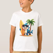 Surven Shark Vibes 🦈 Cool Beach Cartoon Style T-s T-shirt (Voorkant)