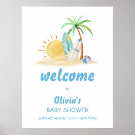 Surven Sunshine Beach Palm Tree Baby shower Welkom Poster